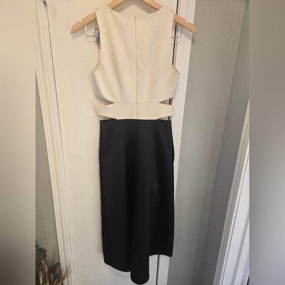 Cynthia Rowley Juxtaposed Satin Dress Size 0 Black & White - Picture 8 of 11